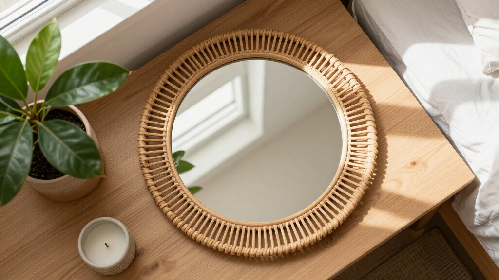 round wall mirror boho frame