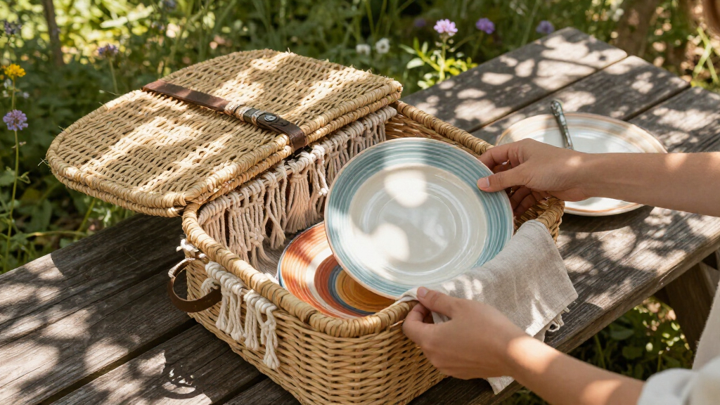 picnic basket set boho