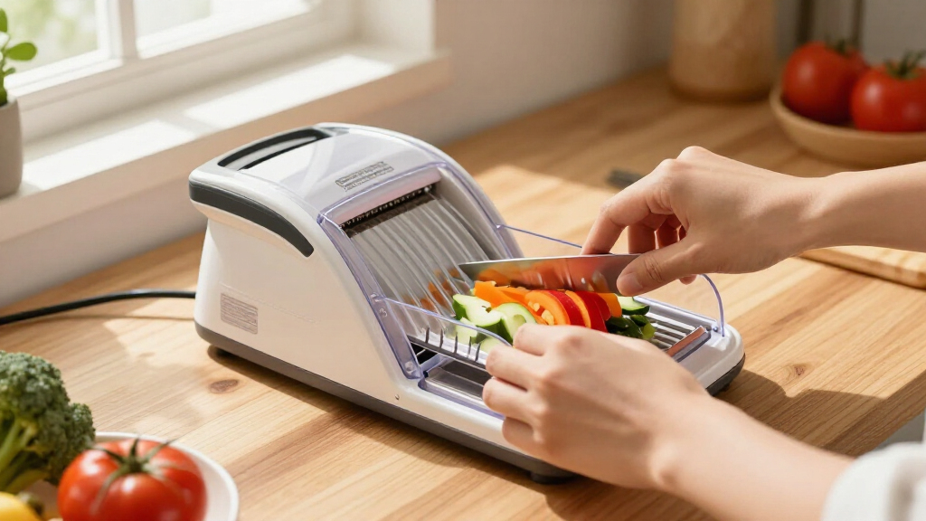 professional mandoline slicer with hand guard and safety stand
