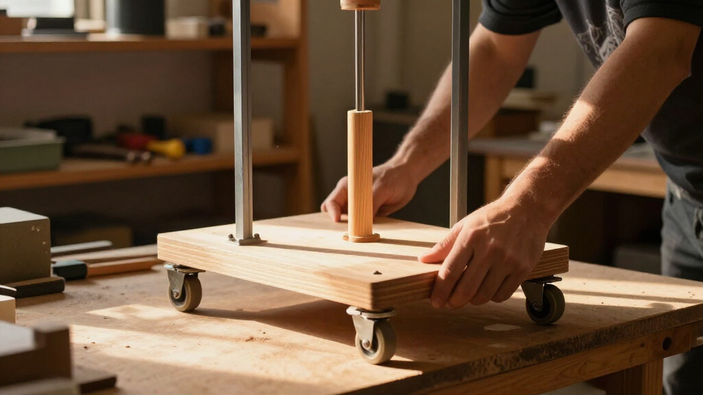 mobile base for woodworking machines for a small shop