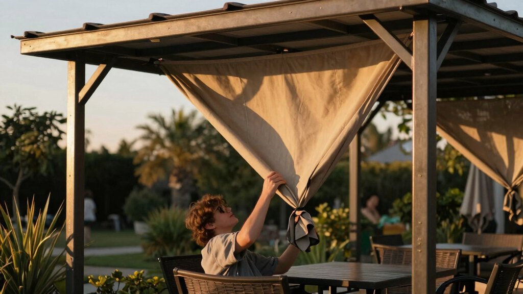 metal pergola with canopy