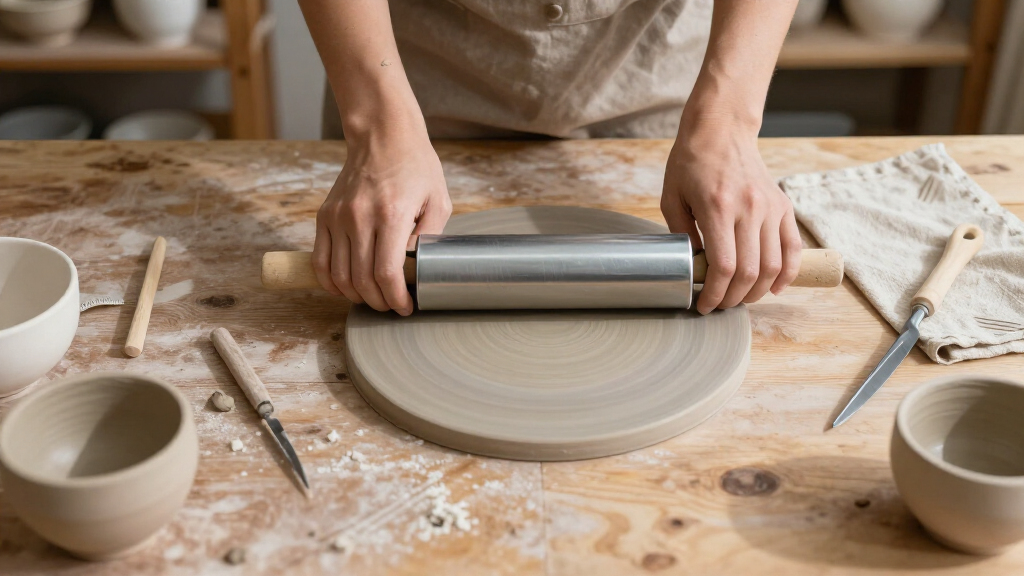 pottery slab roller tabletop