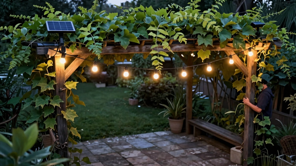 solar-powered outdoor string lights