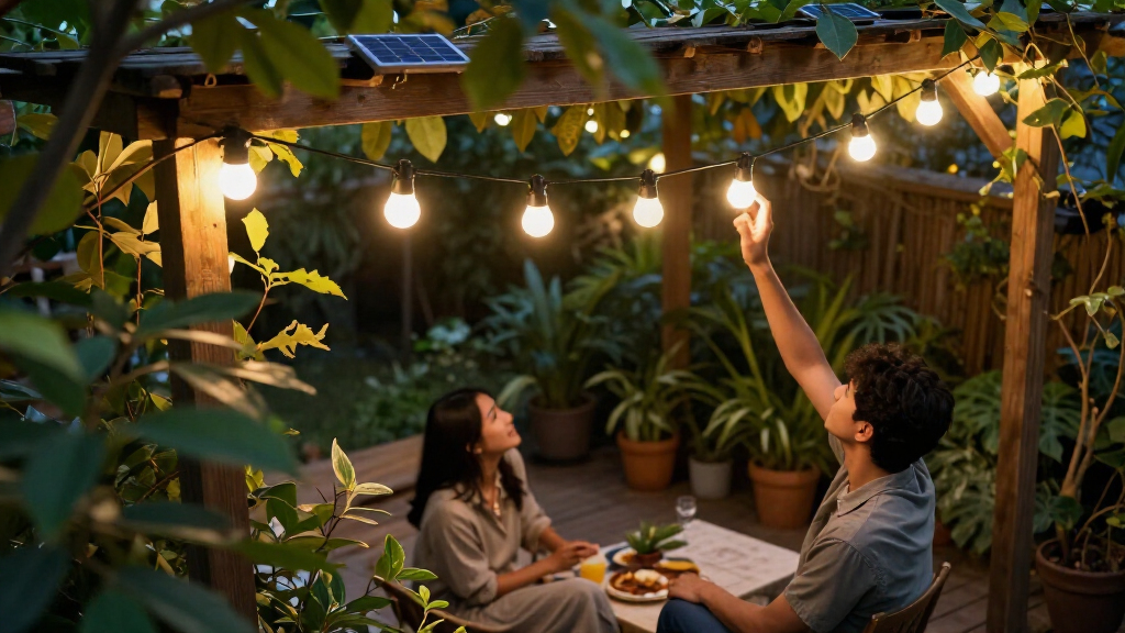 solar-powered outdoor string lights