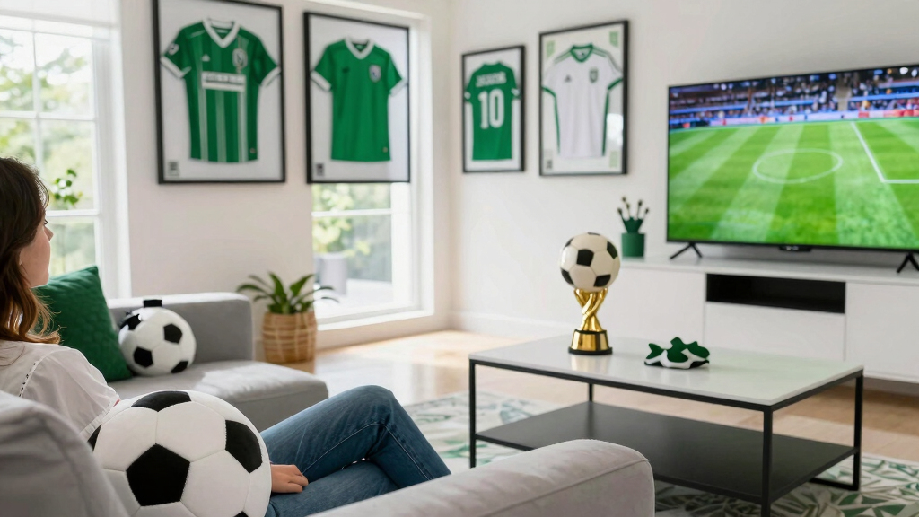 soccer-themed living room decor