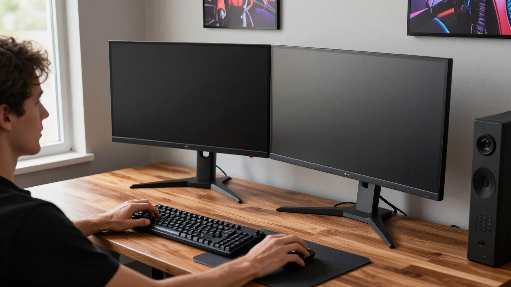 best sit stand desks for dual monitors