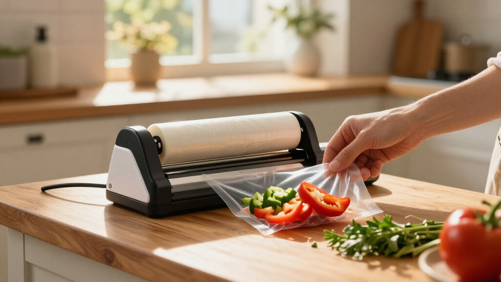 vacuum sealer with roll storage and cutter
