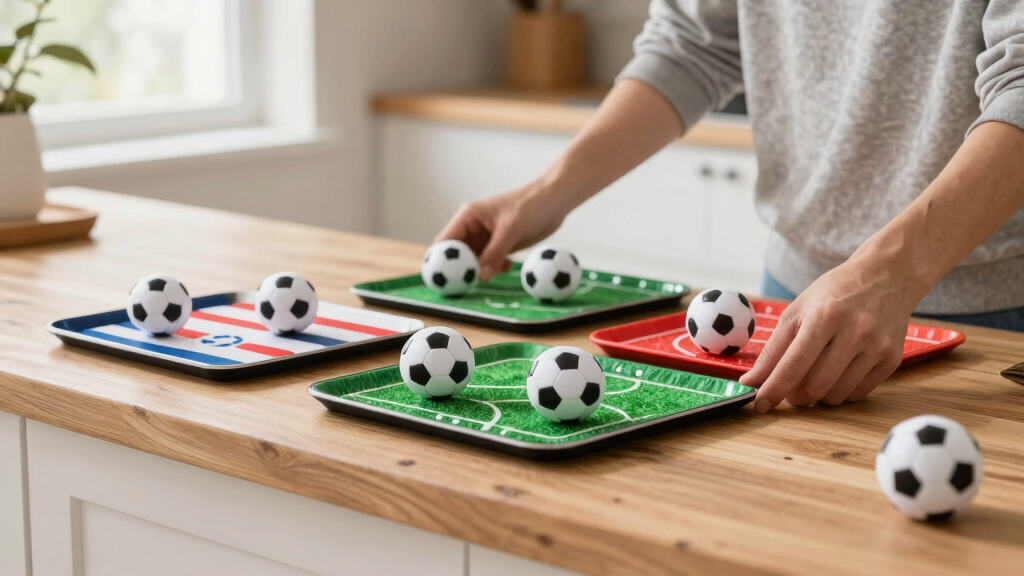 soccer-themed serving platters