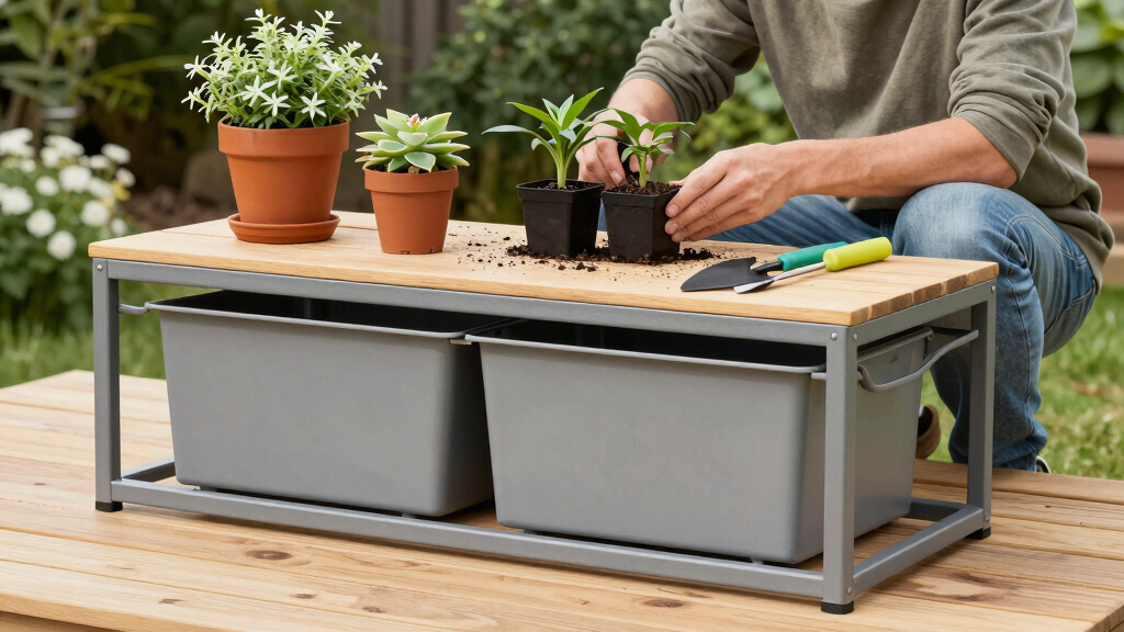 best outdoor potting bench with storage