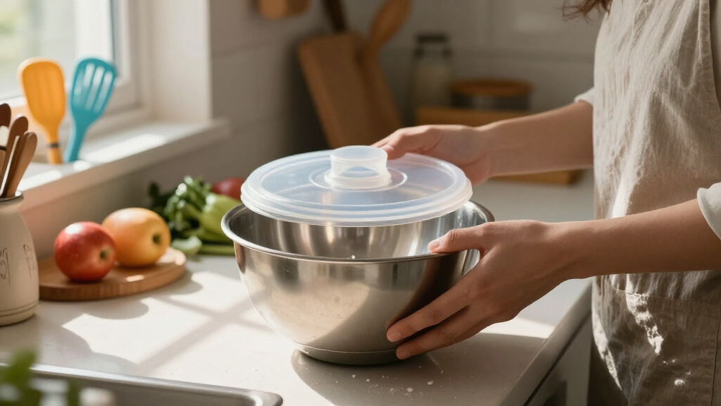 large stainless steel mixing bowls with lids
