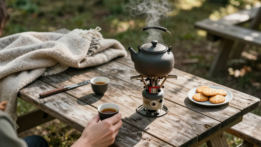 portable alcohol stove tea set