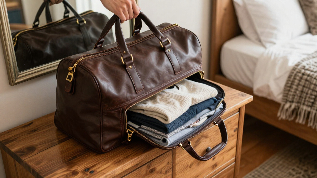 premium leather duffle bags for weekend trips