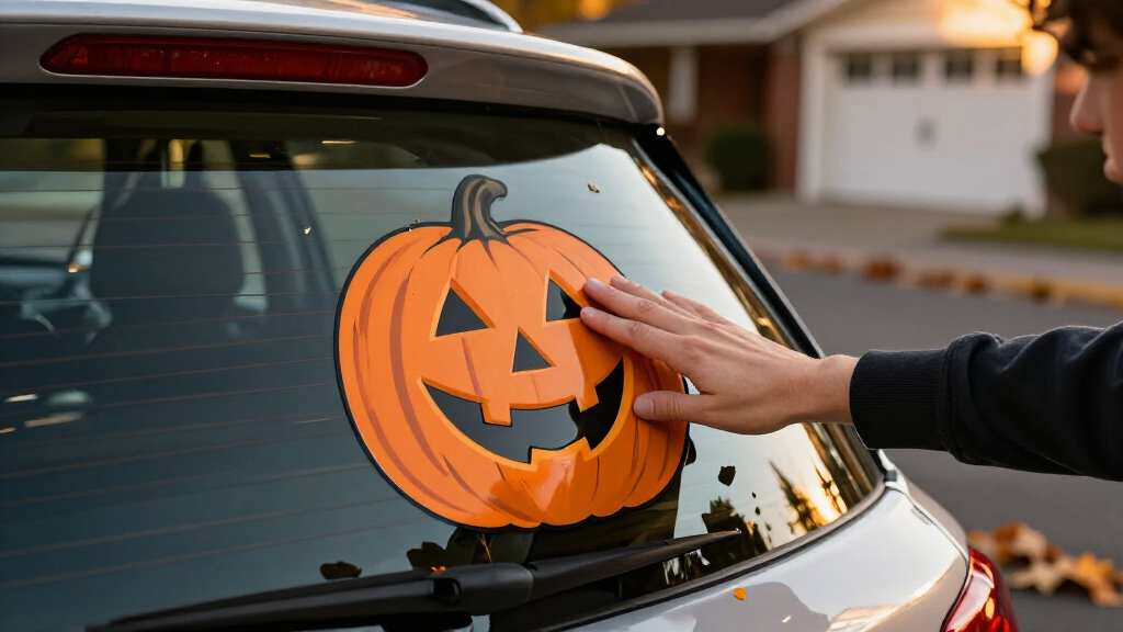 retro reflective jack-o-lantern car decals
