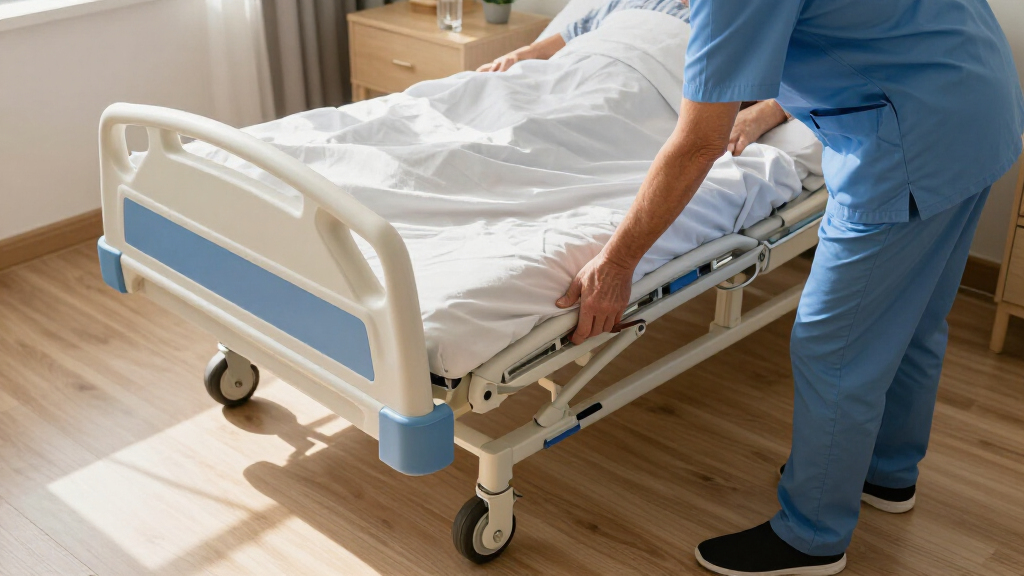 hospital bed with central locking wheels