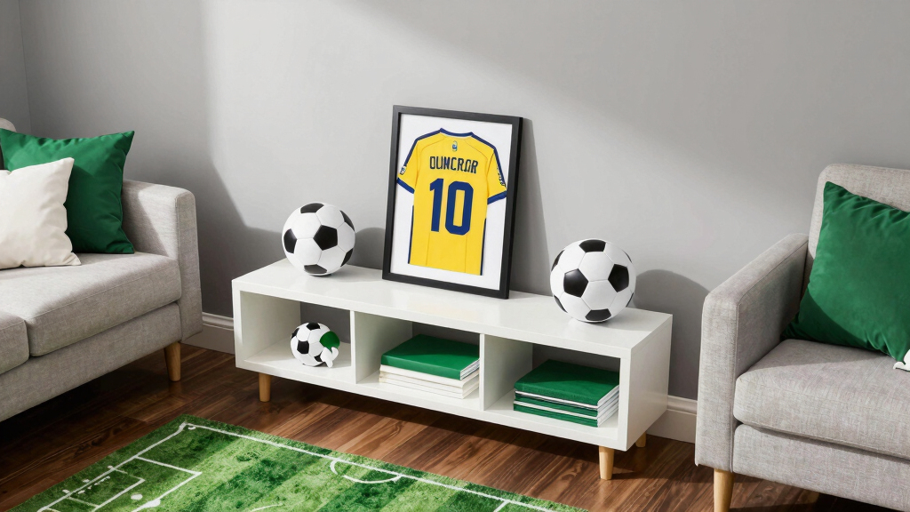 soccer-themed living room decor