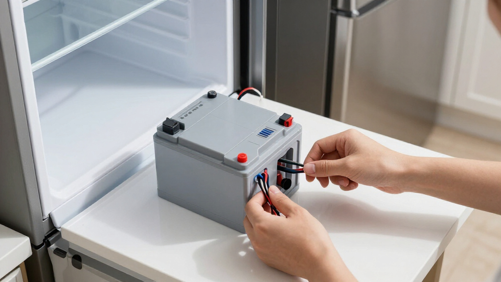 plug and play backup battery for refrigerator
