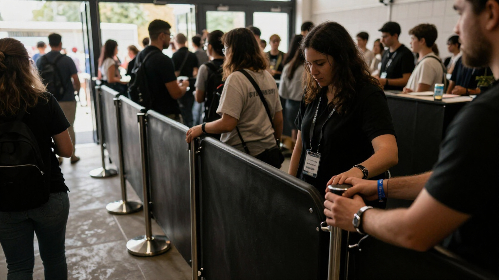 crowd barriers and stanchions for front of house
