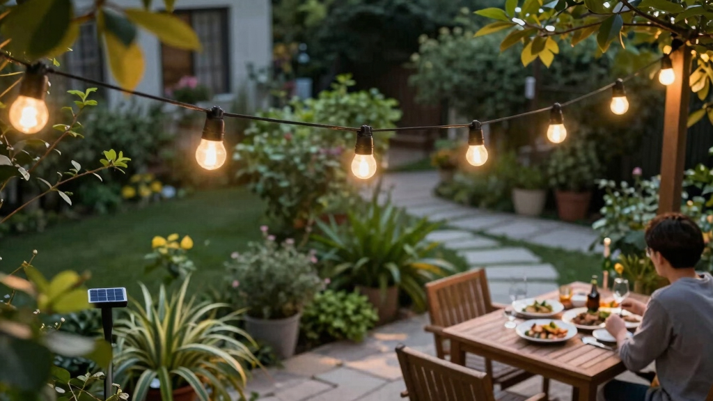 solar-powered outdoor string lights