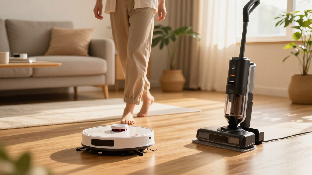 robot vacuum mop with automatic mop washing station
