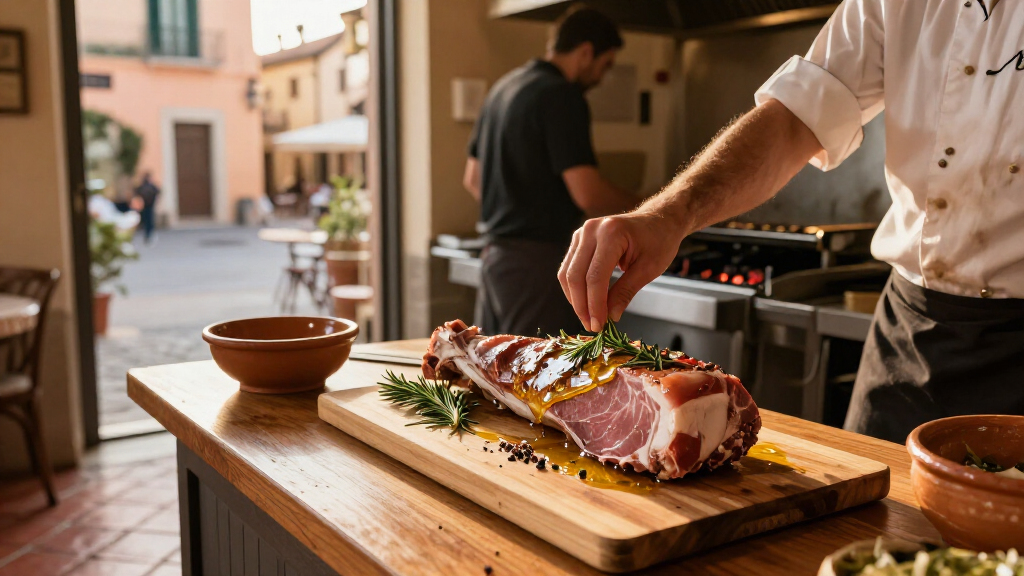 Choose pork loin and season it for juicy slices