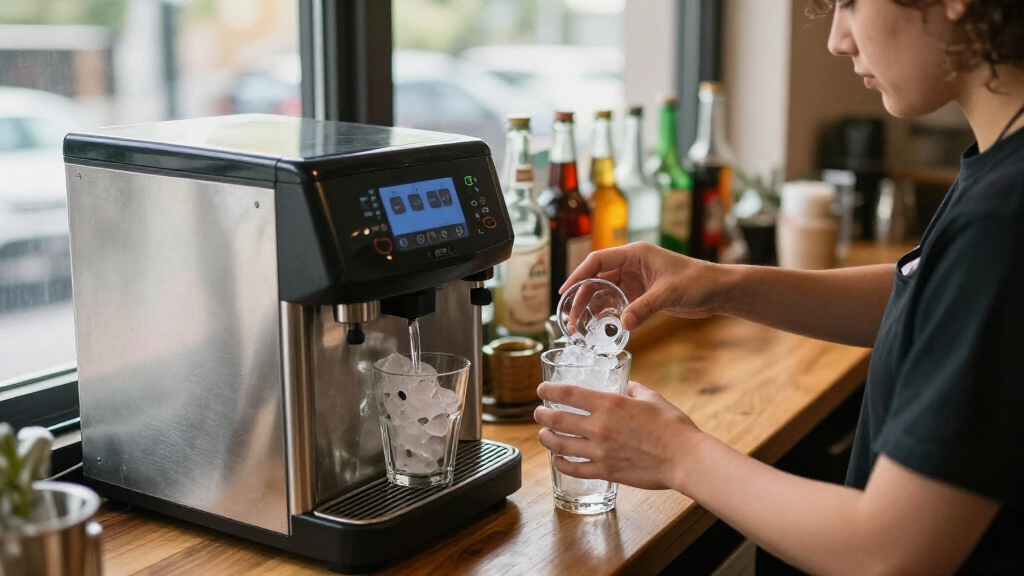 Stainless steel ice maker for beverage station