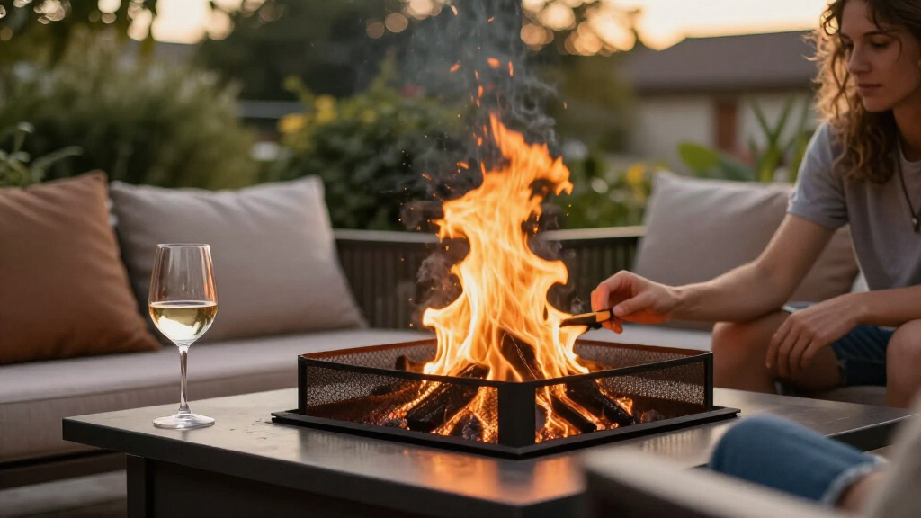 best fire pit table with wind guard