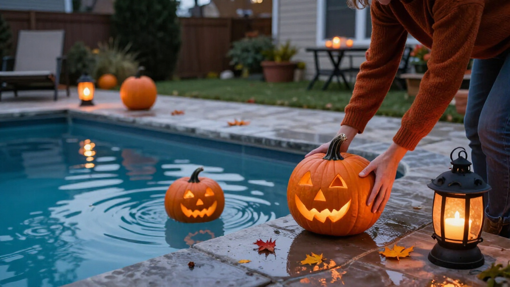 poolside Halloween decorations
