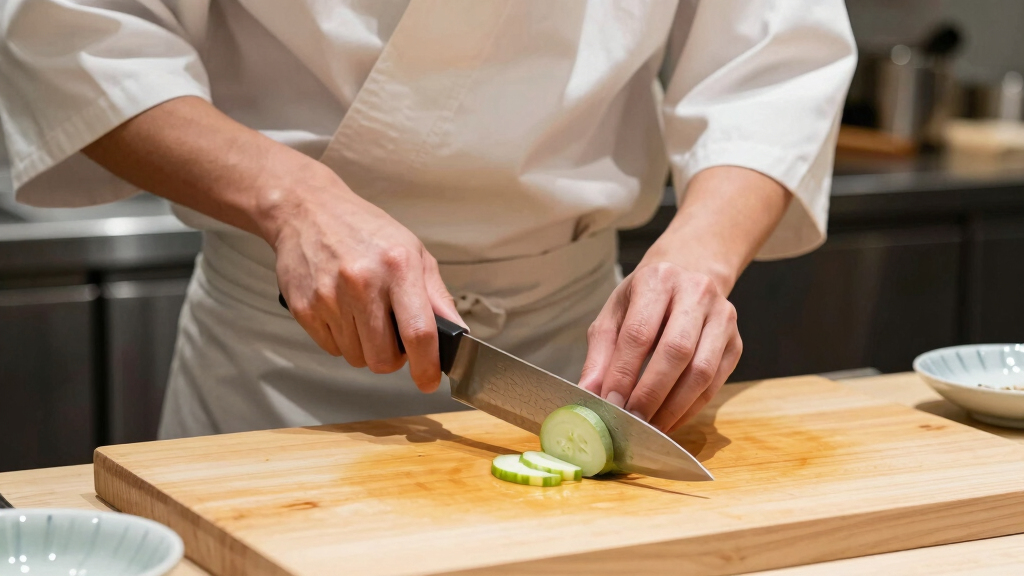 japanese chef knife with tsuchime finish