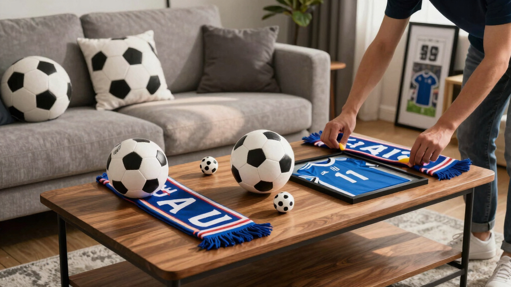 soccer-themed living room decor