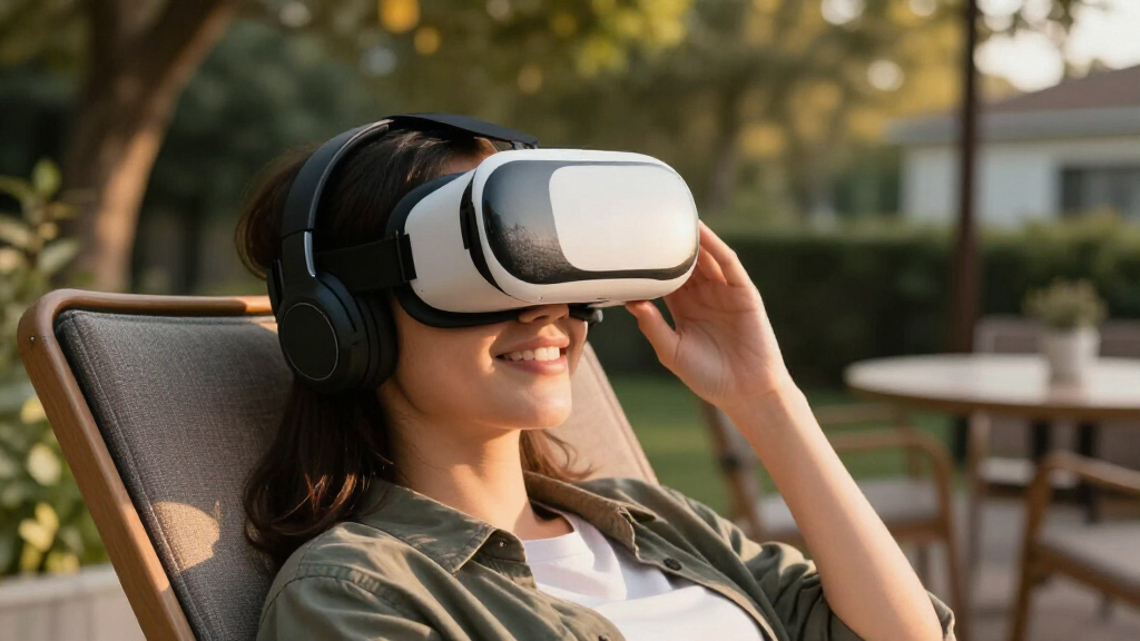 VR headset with built-in headphones