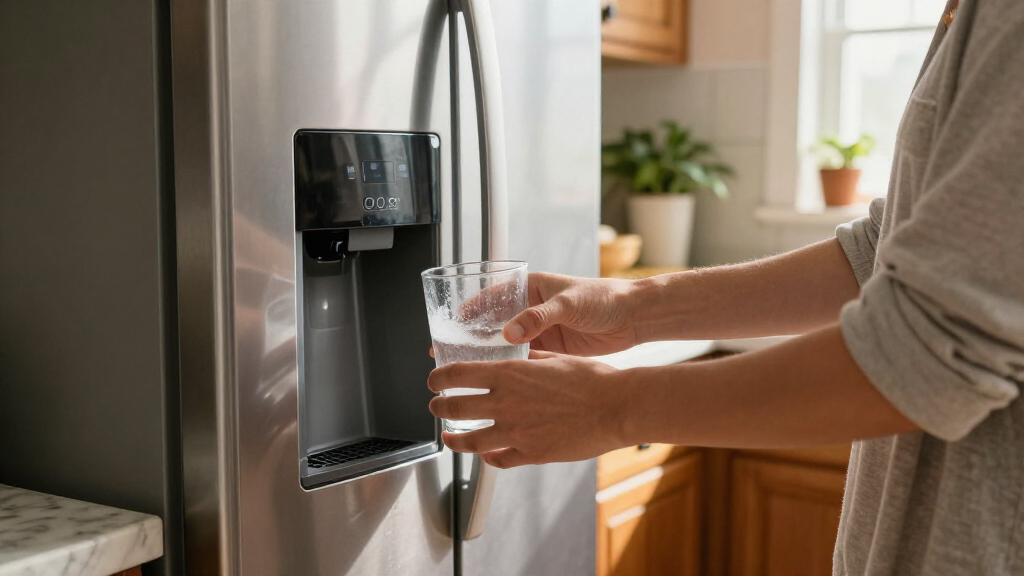 side by side refrigerator with ice and water