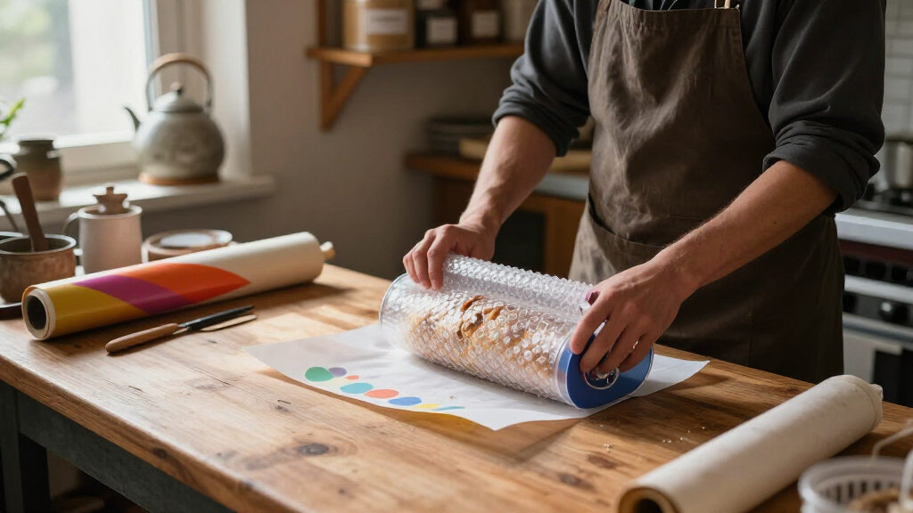 bubble wrap dispenser for bakery shipping