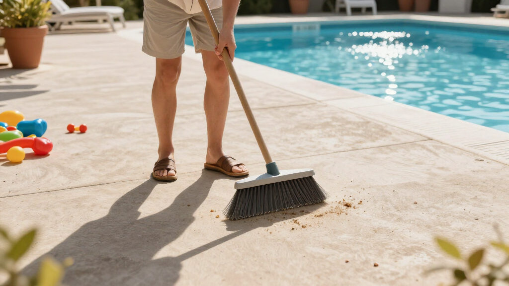 outdoor brooms for pool deck debris
