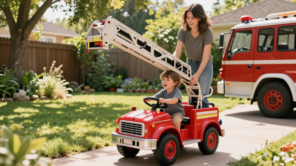 24v ride on fire truck with ladder