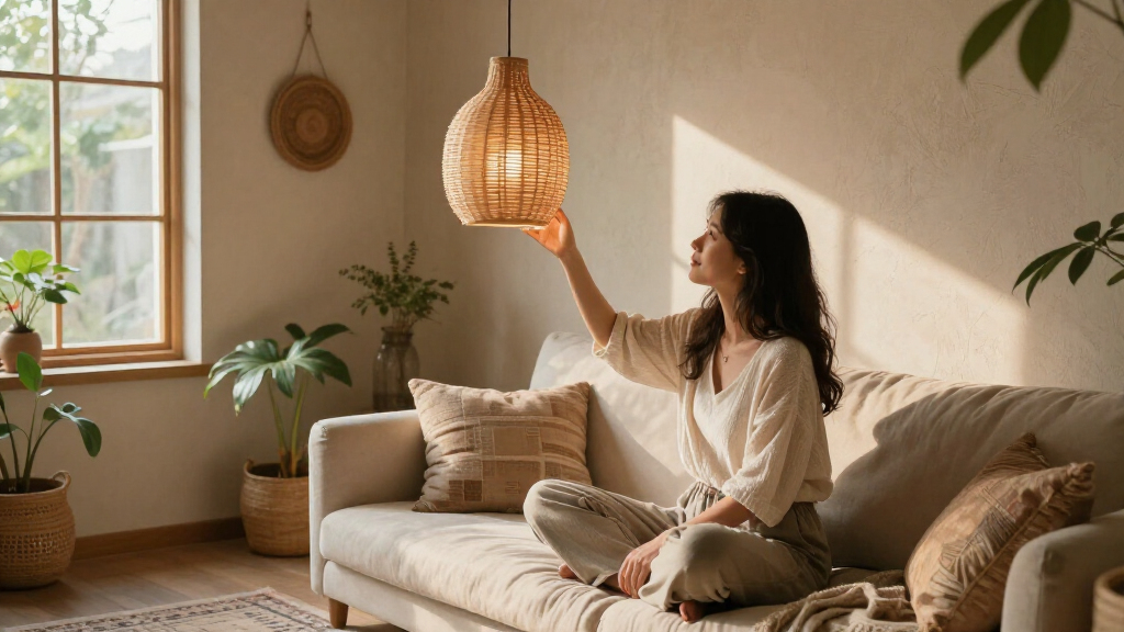 boho bamboo pendant light