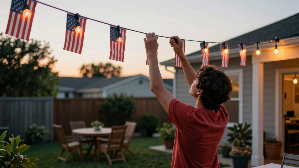 patriotic outdoor string lights