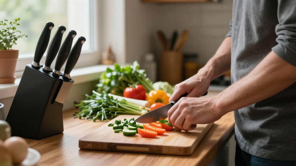 knife block set with full tang knives