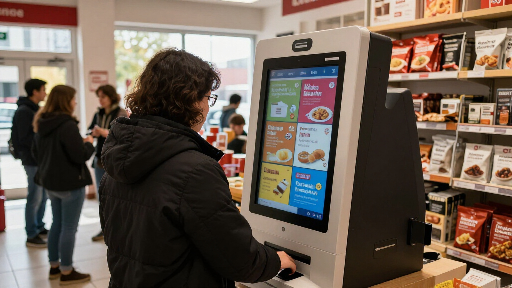Interactive kiosk display for franchise