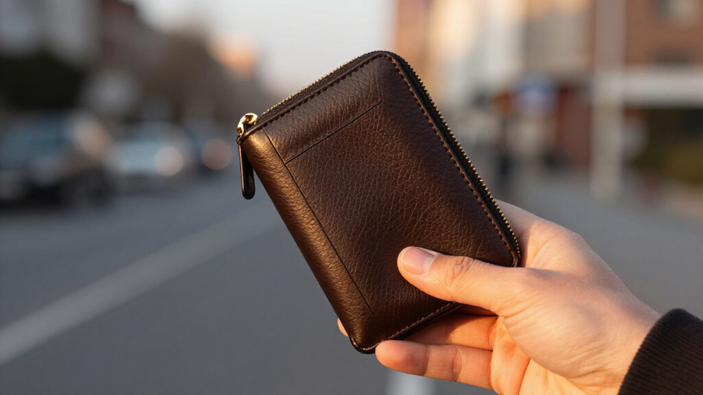 leather zipper card wallets premium