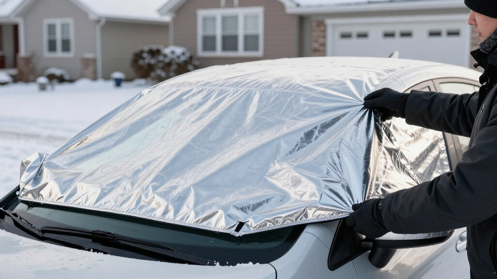thermal windshield cover for ice prevention