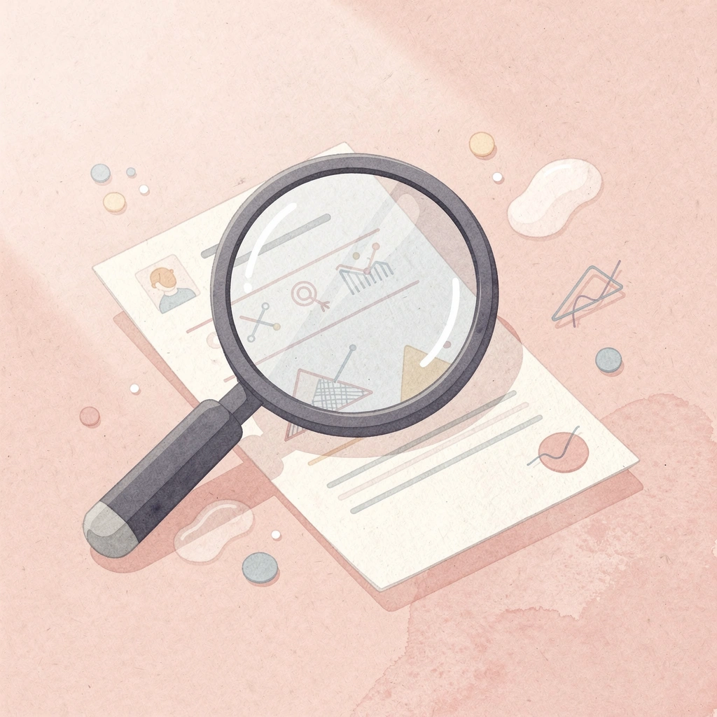 Magnifying glass examining academic profile for Harvard evaluation
