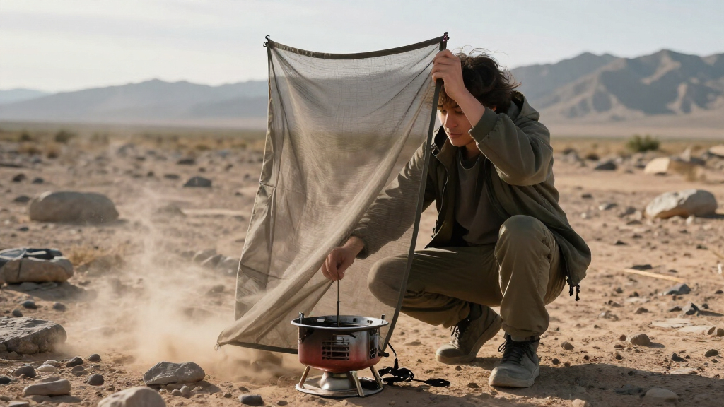 wind screens for camp stoves in desert winds