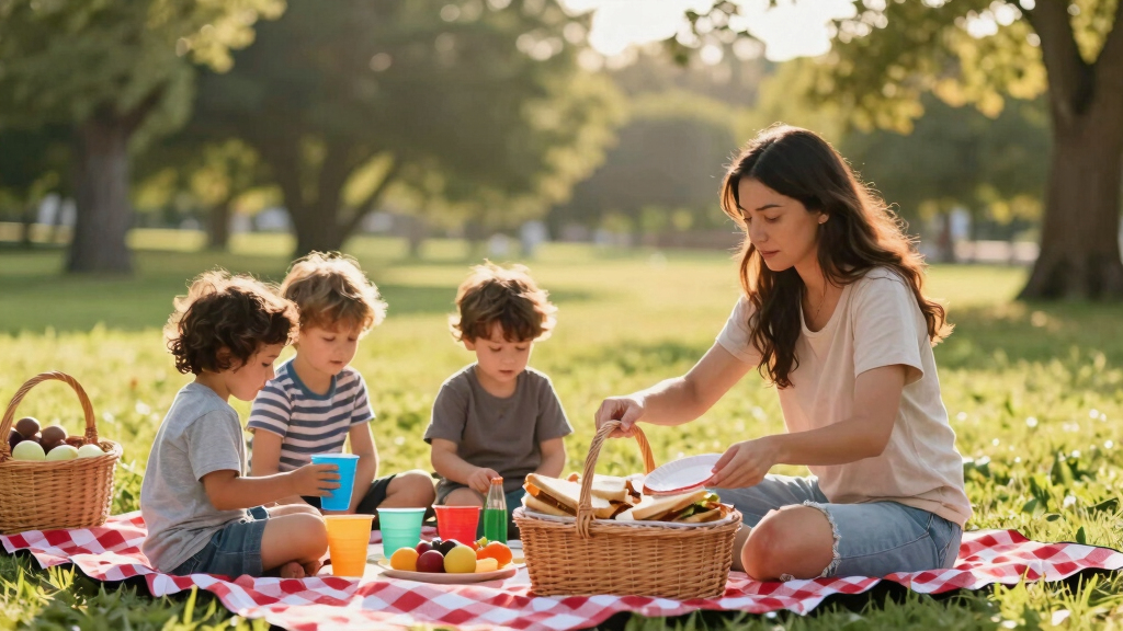 family outdoor picnic supplies