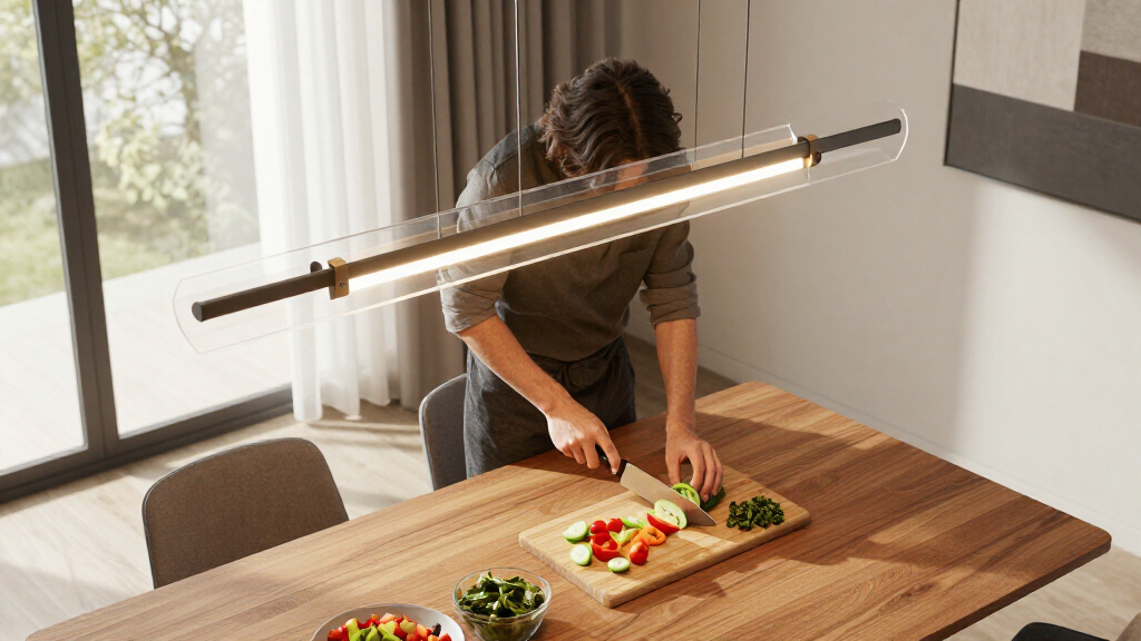 modern linear chandelier dining room