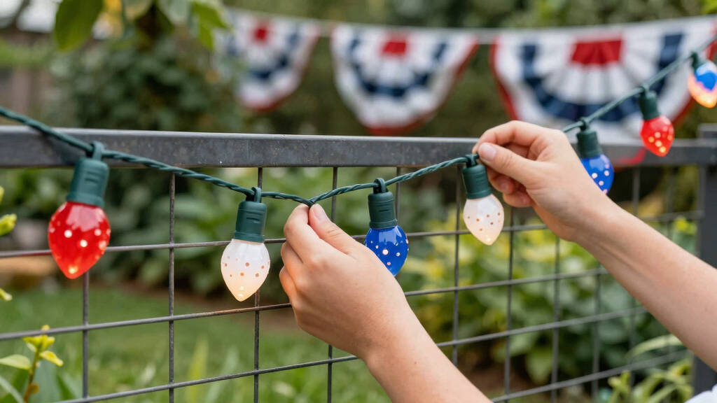 patriotic outdoor LED string lights