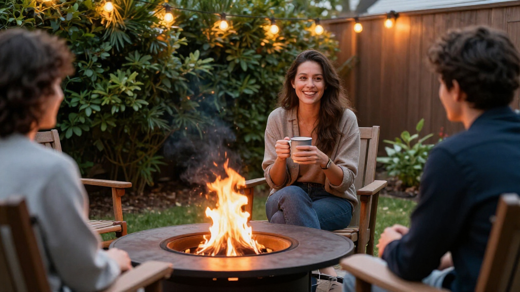 outdoor fire pit table for backyard gatherings
