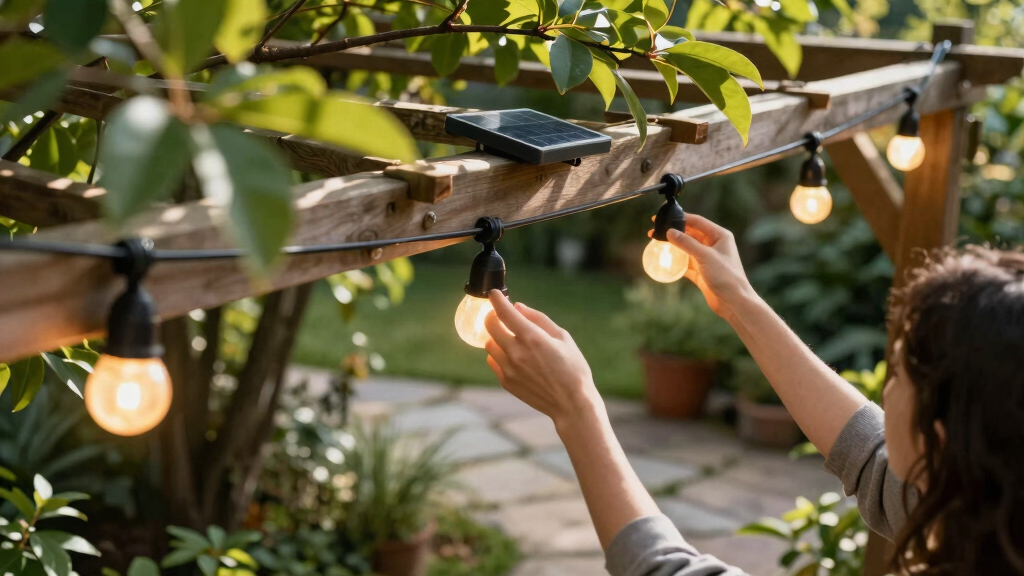 solar-powered outdoor string lights