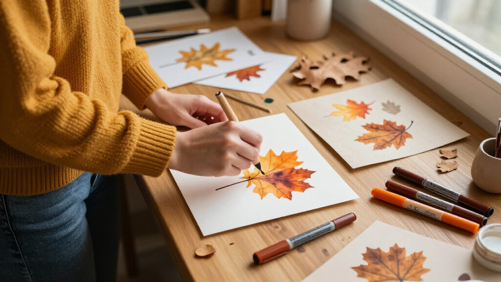 handmade fall-themed art supplies