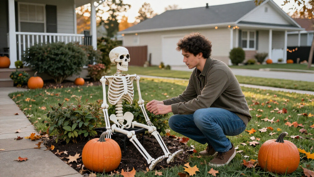 Halloween skeleton lawn decorations