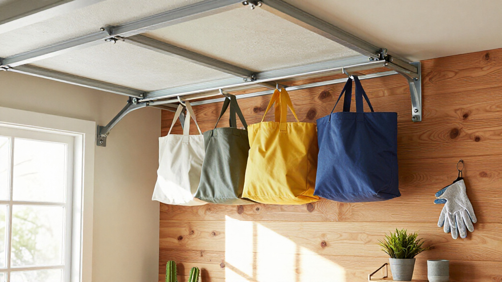 ceiling storage rack for totes
